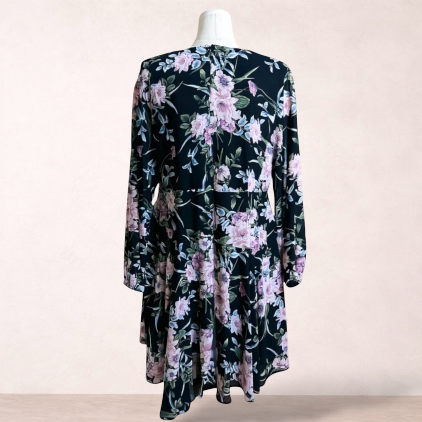 You & All Black Floral Midi Dress | Plus Size 22