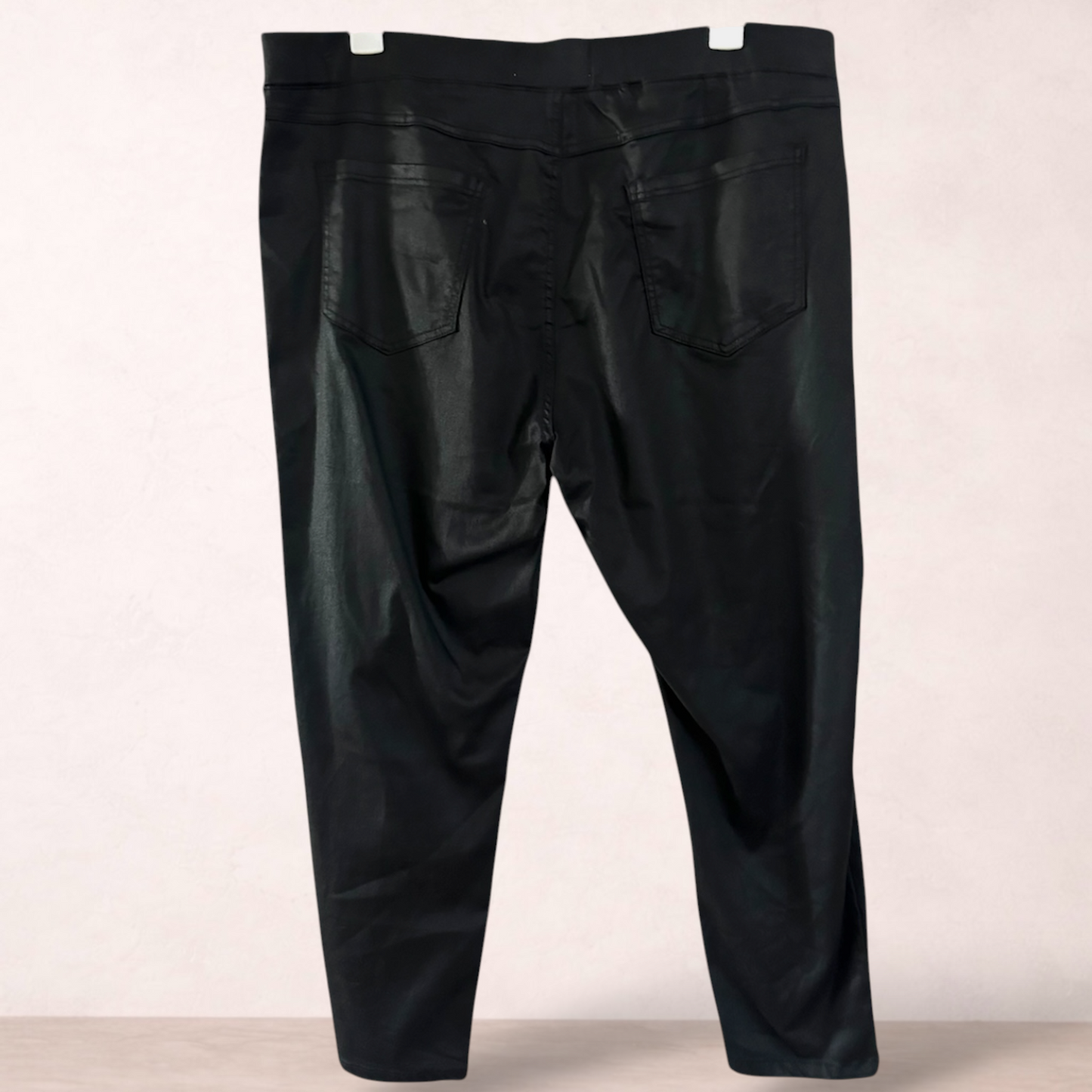 Virtuelle Black Wax Look Pants | Plus Size 22