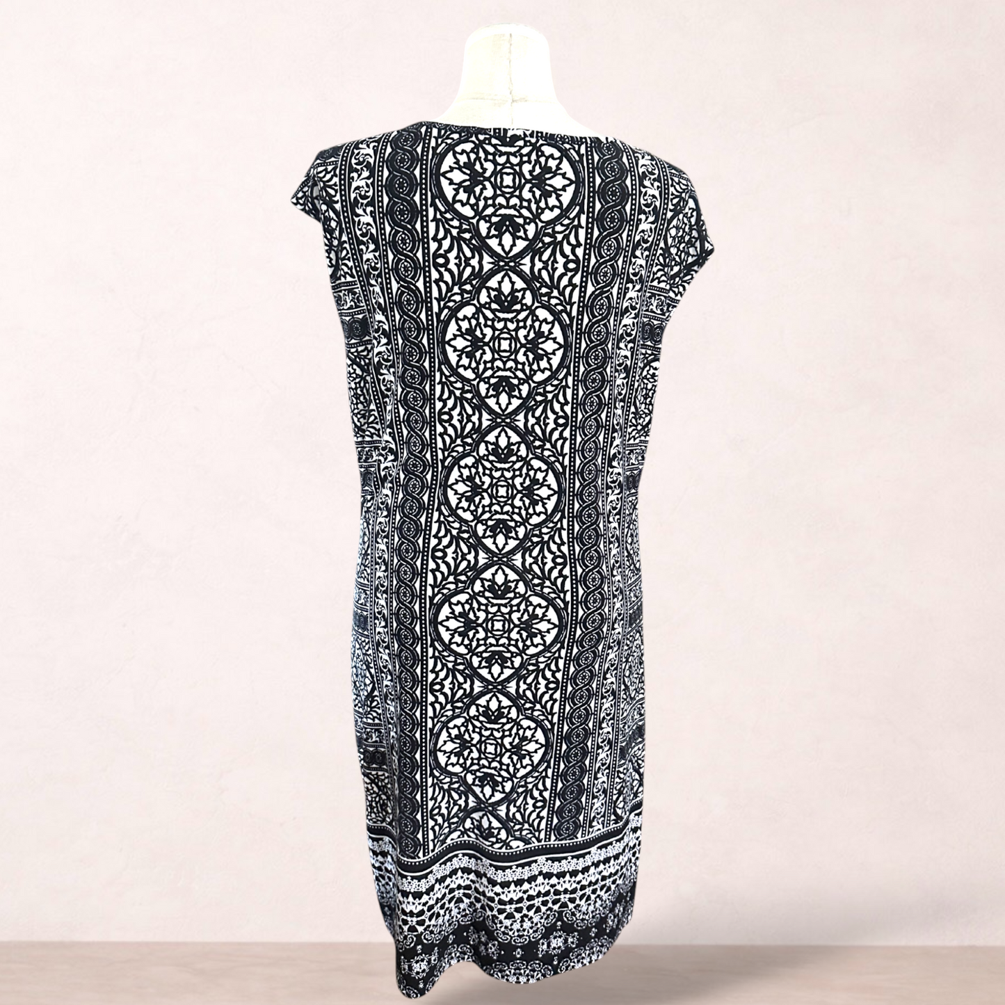 Rockmans Black White Print Dress | Size XL 16