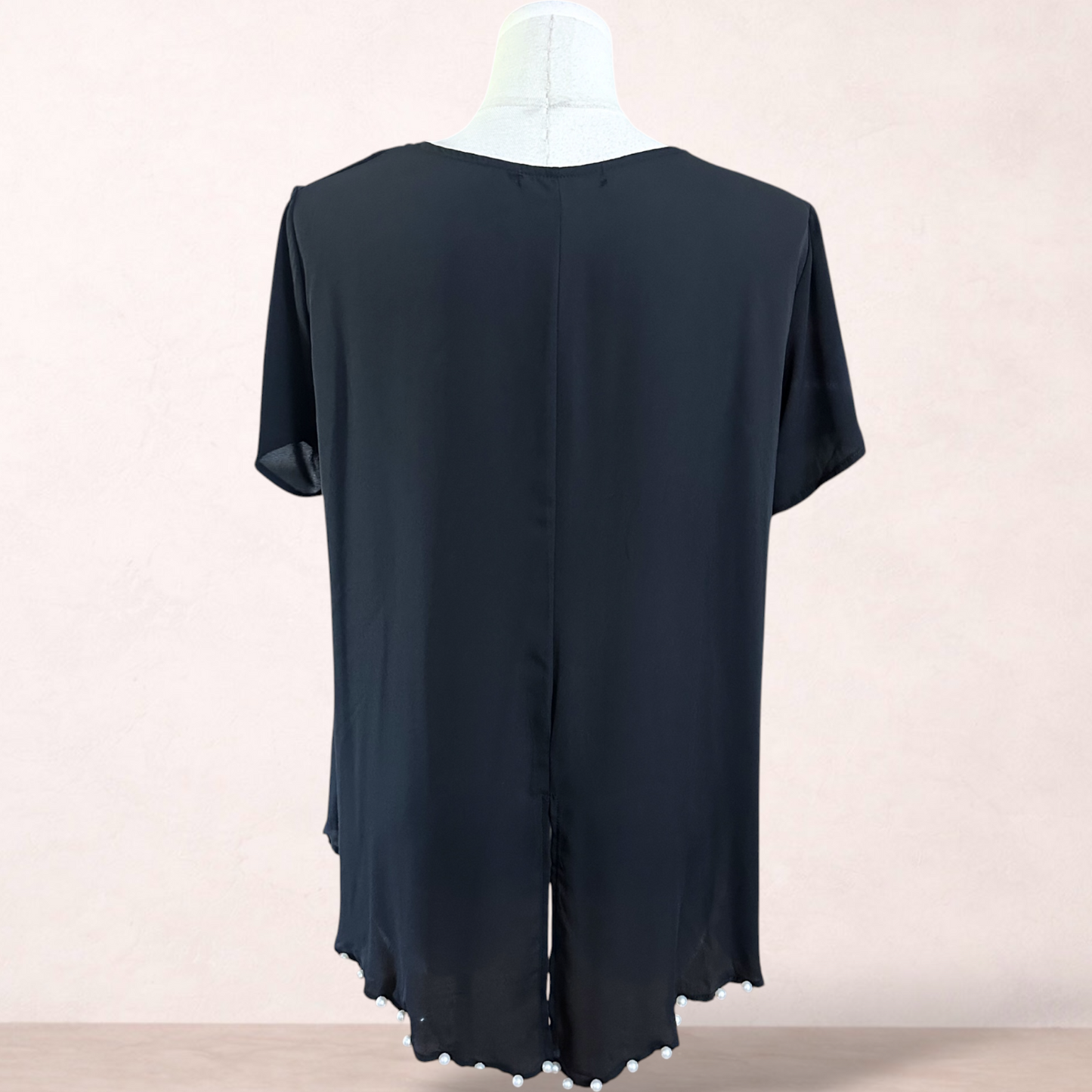 Stylius Black Chiffon Top | Size XL 16/18