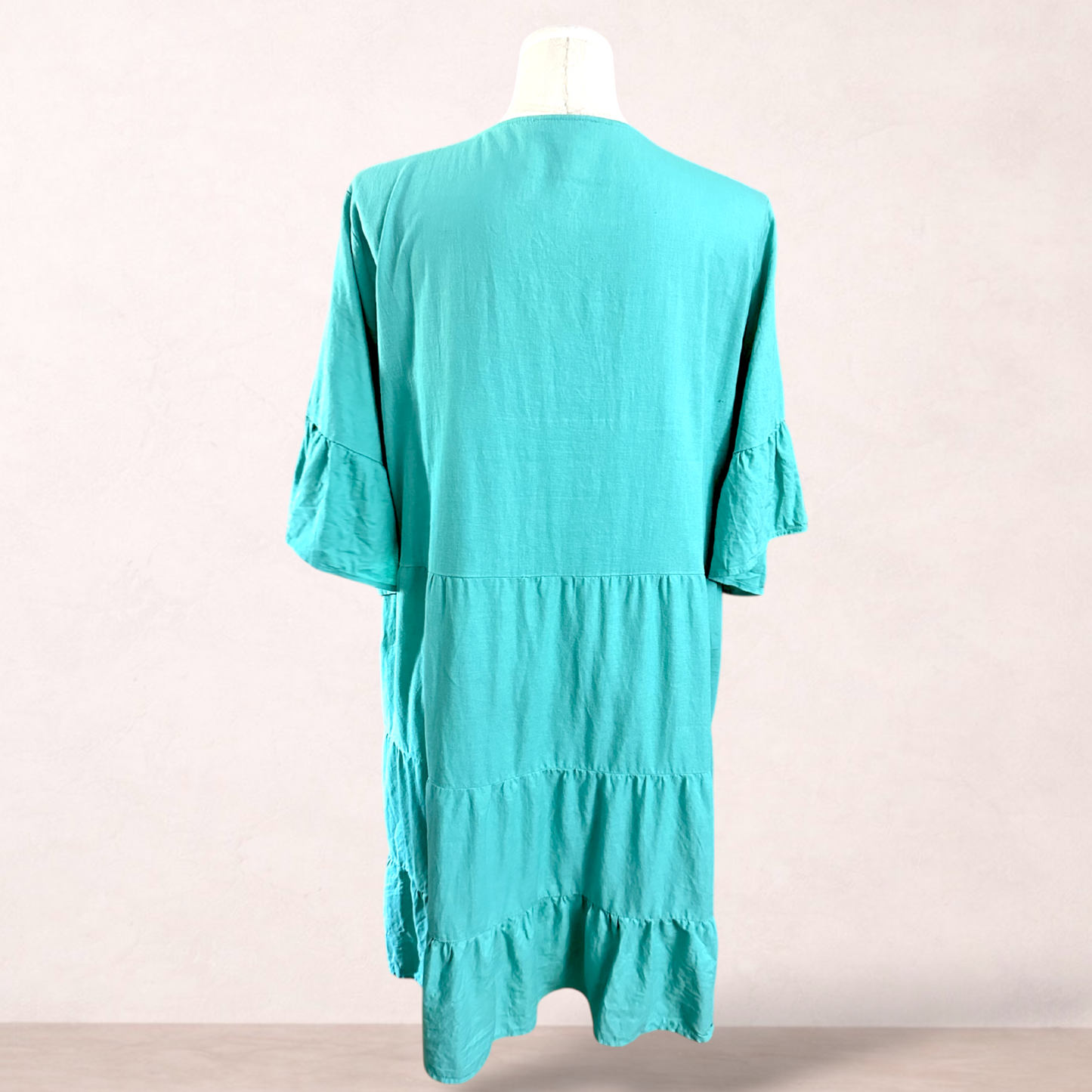 Grae Linen Green Tiered Dress | Plus Size 24