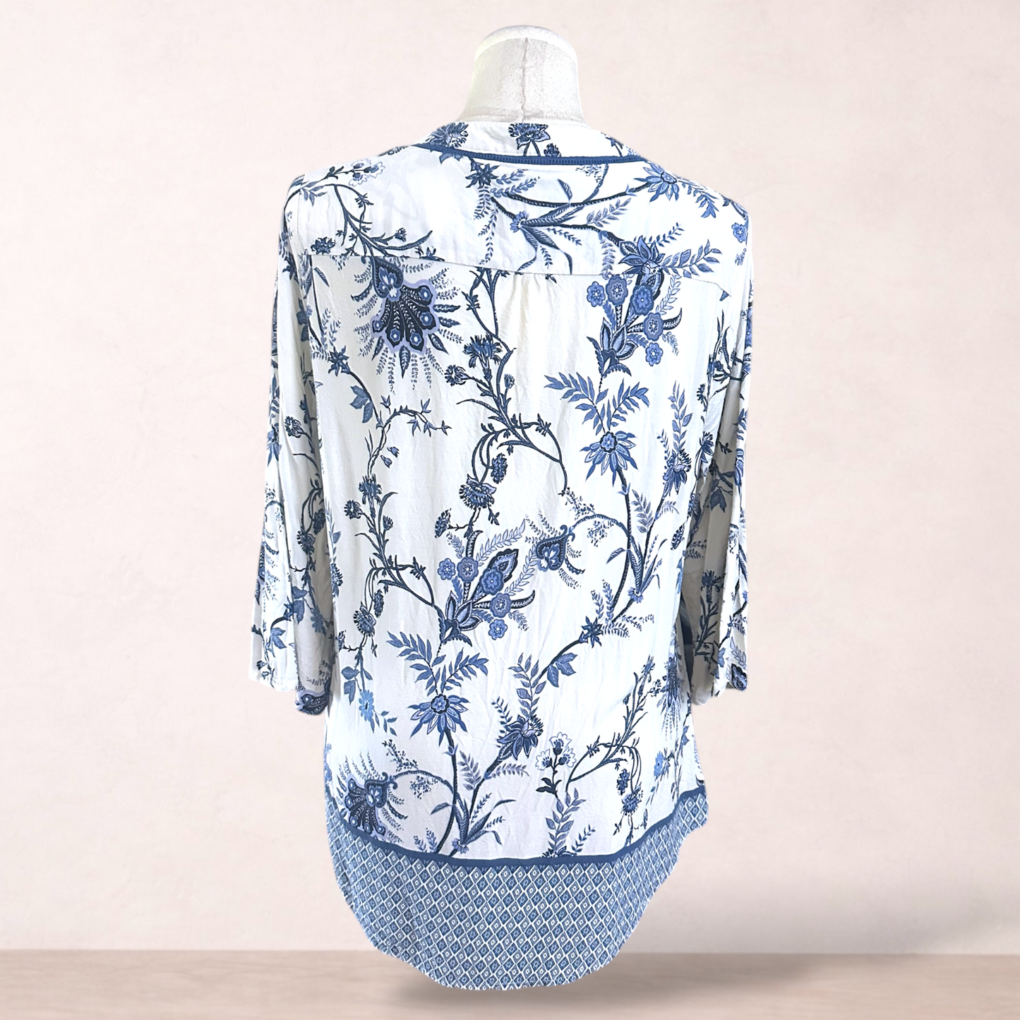 Millers Ivory & Blue Boho Top | Size 20