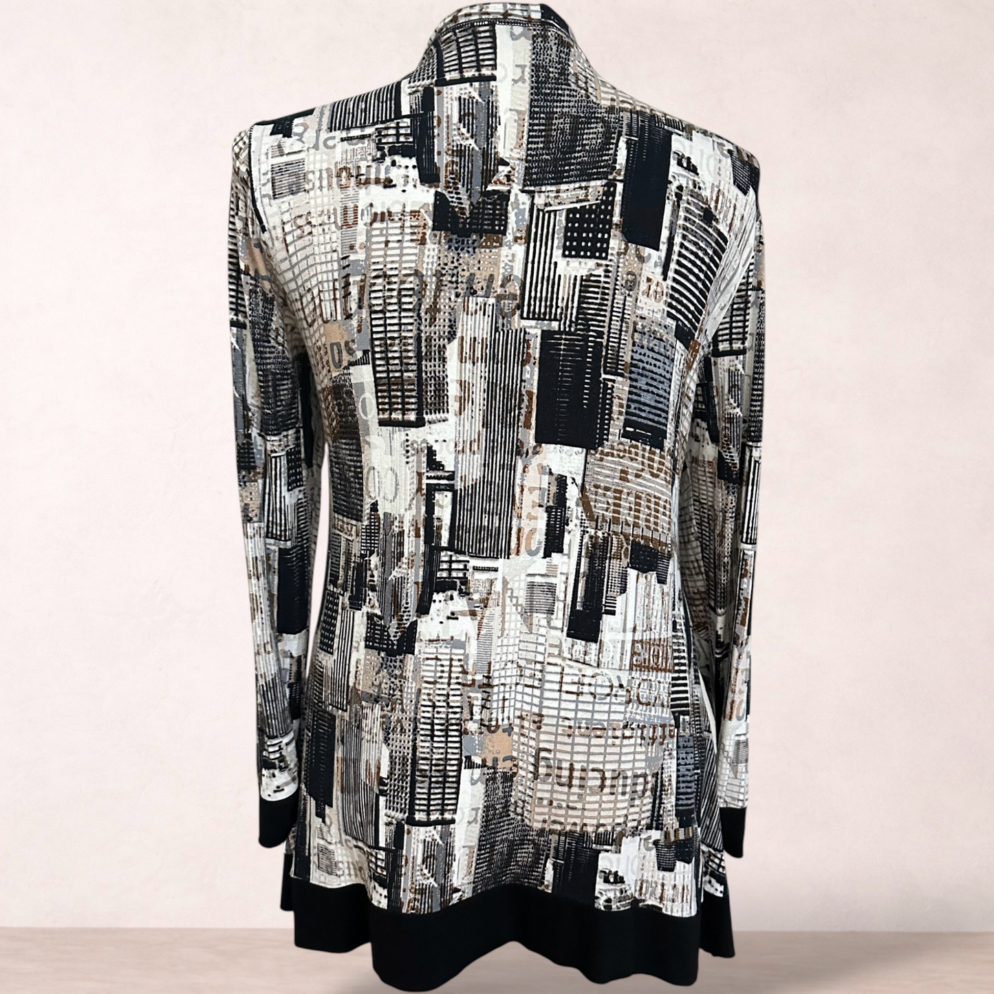 Black Apple Open Print Cardigan | Size 16