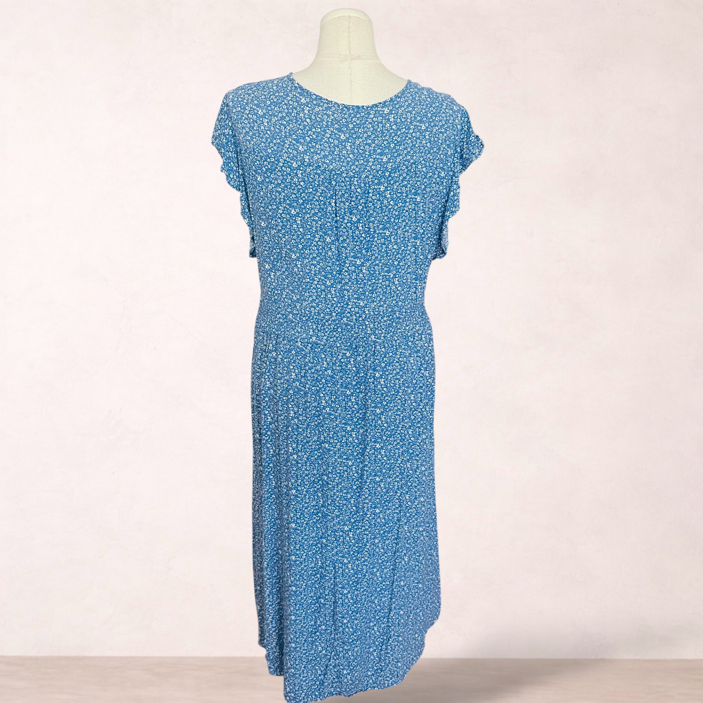 Vine Apparal Blue Floral Midi Dress | Size 2XL/18