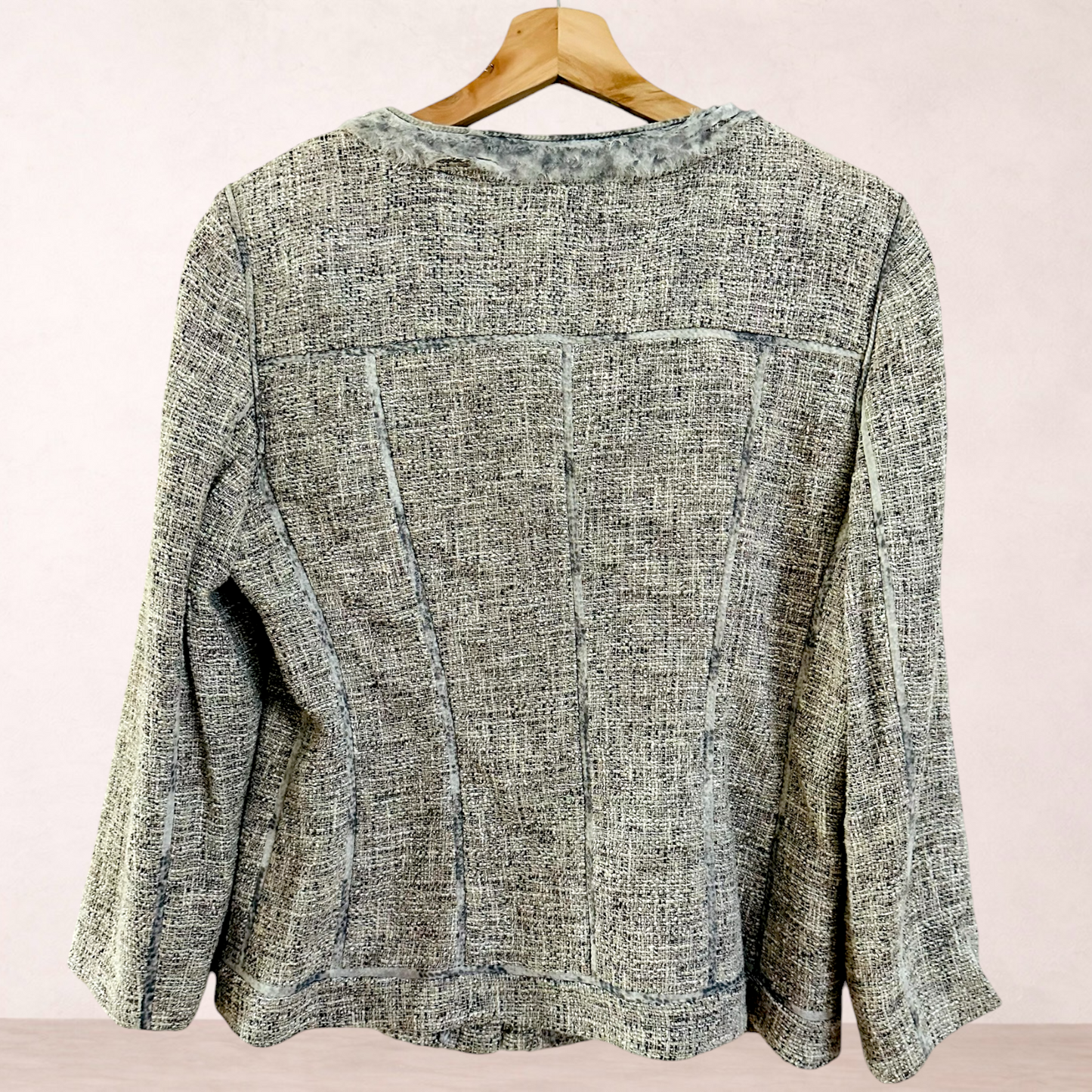 Elie Tahari Designer Tweed Cotton Blend Jacket | Size 14