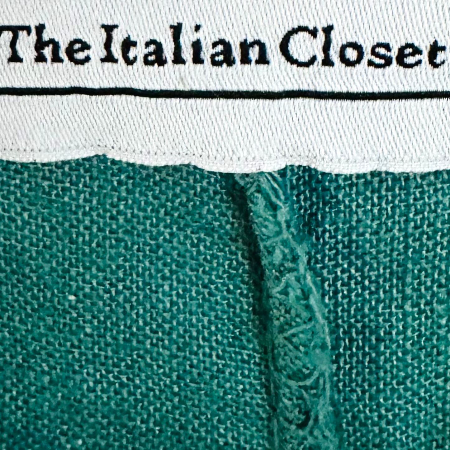 The Italian Closet Linen Silk Green Shift Dress | Size 16/18
