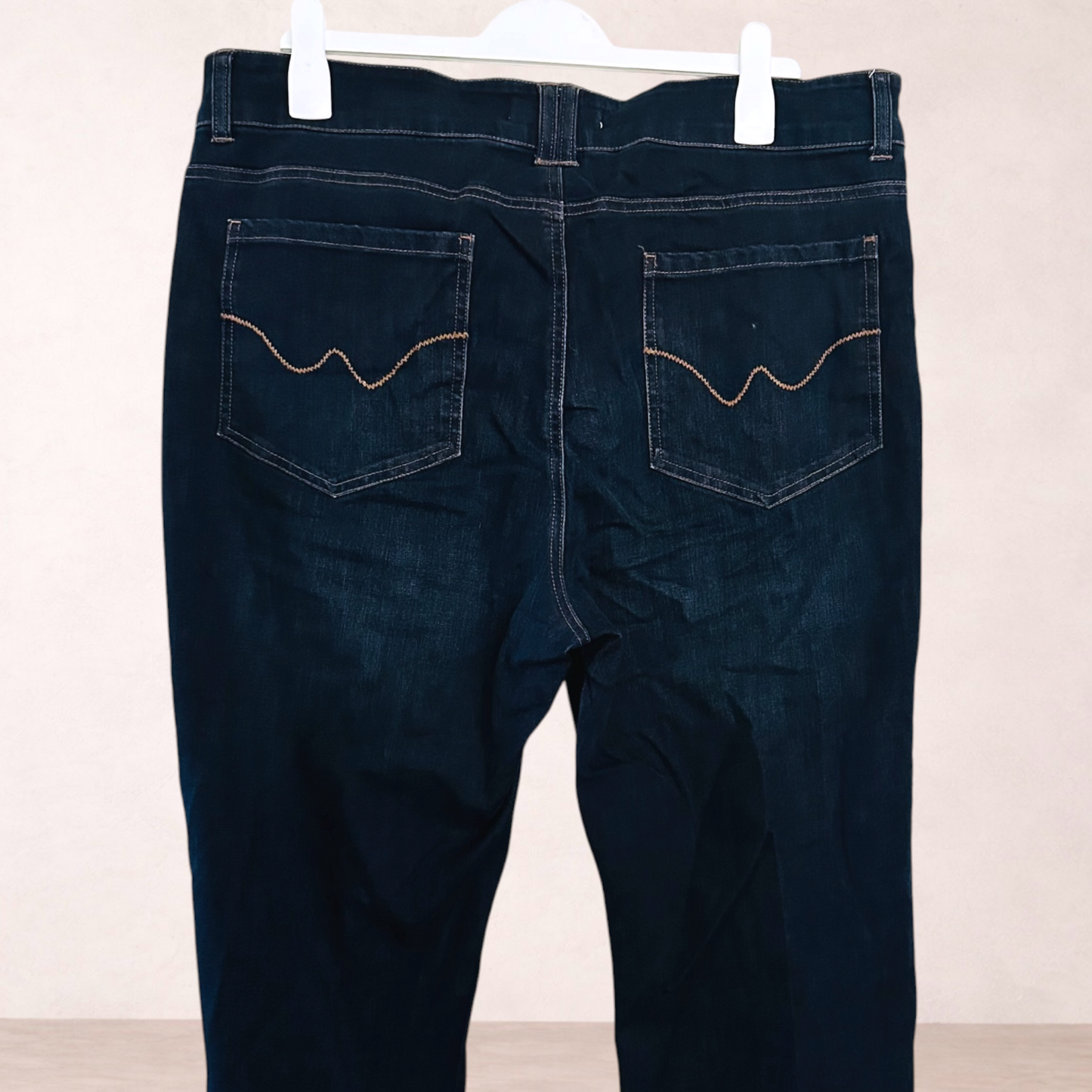 Virtuelle Blue Dark Wash Wide Leg Jeans | Plus Size 20