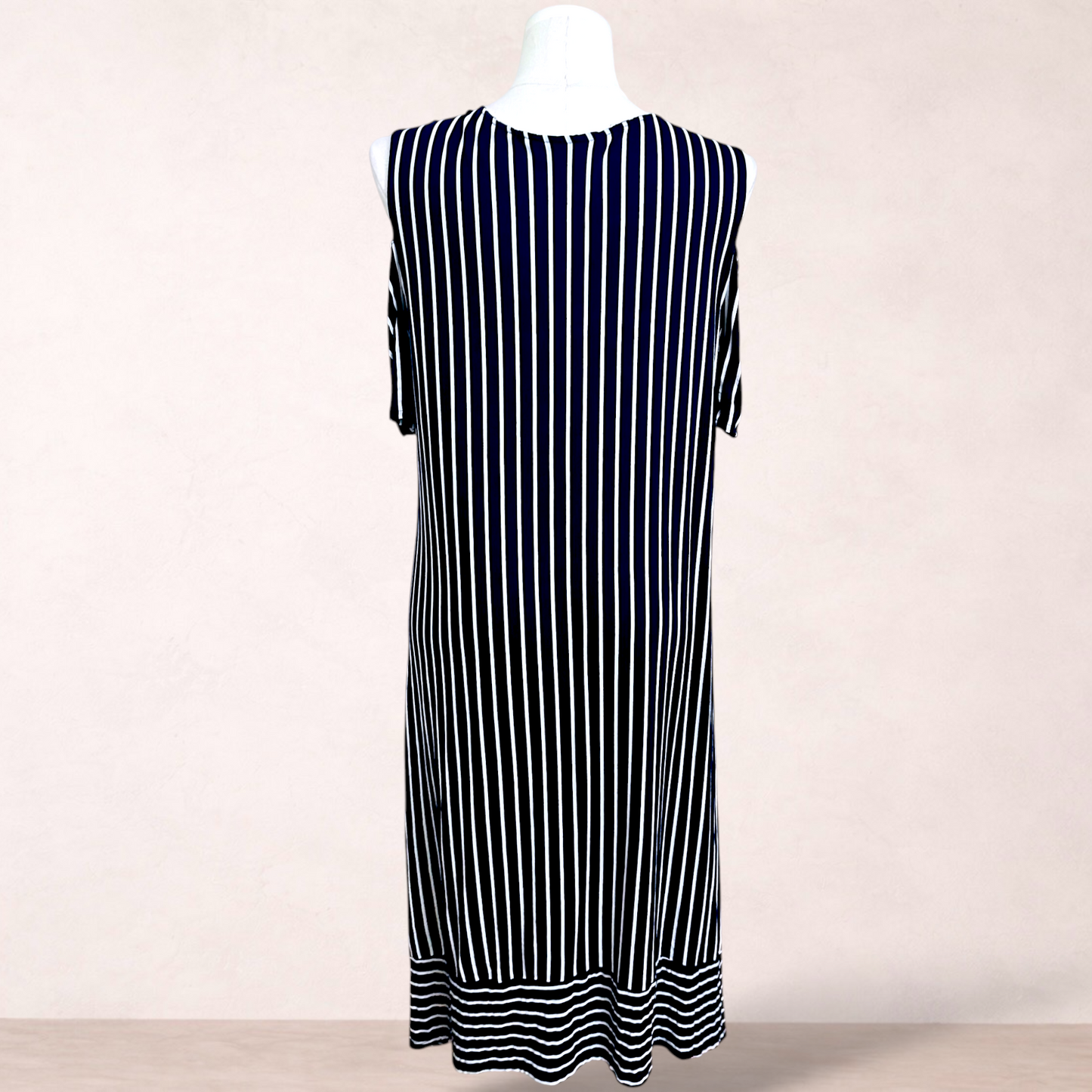 Autograph Navy Blue Striped Midi Dress | Plus Size 20