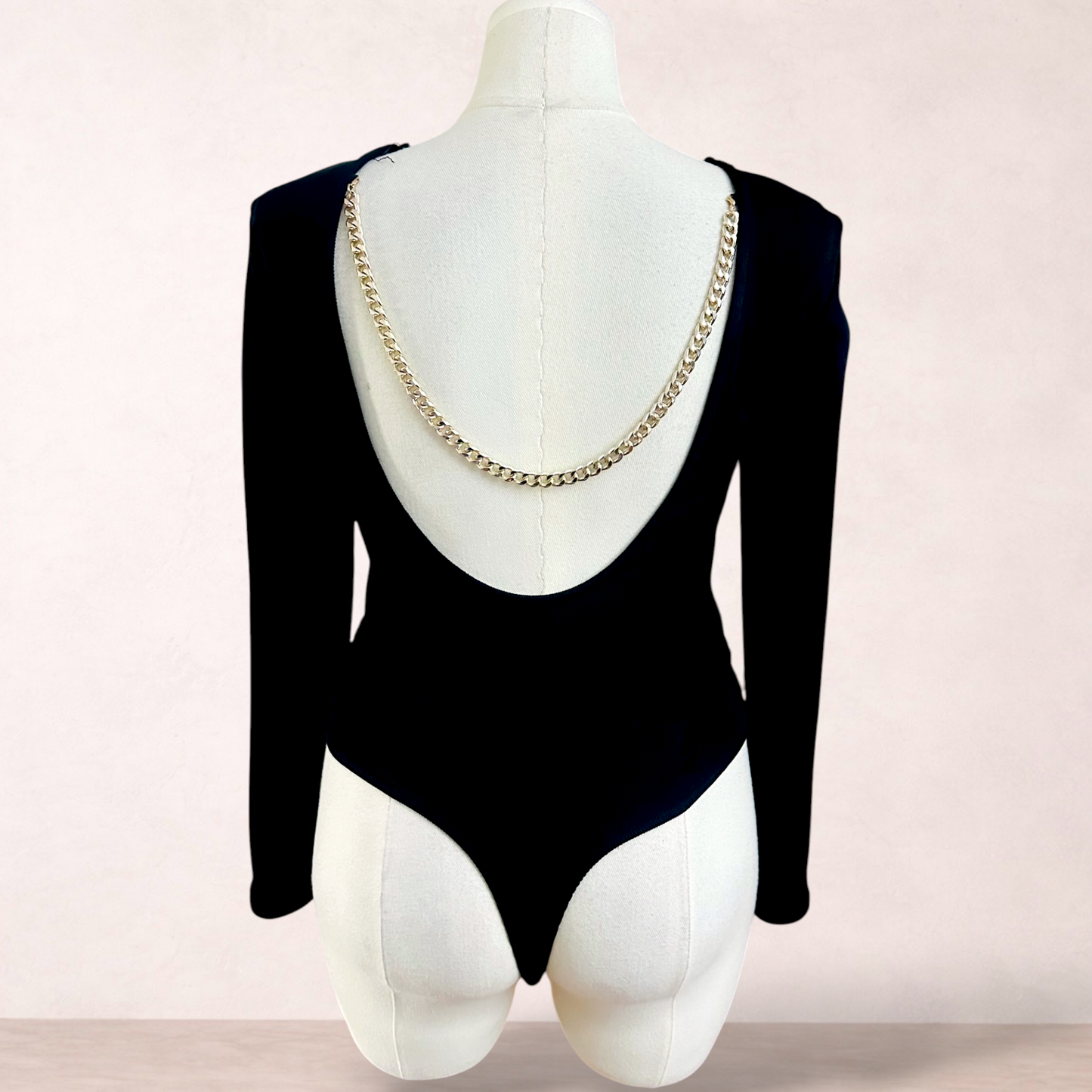 Miss Selfridge Black Gold Chain Bodysuit | Size 16