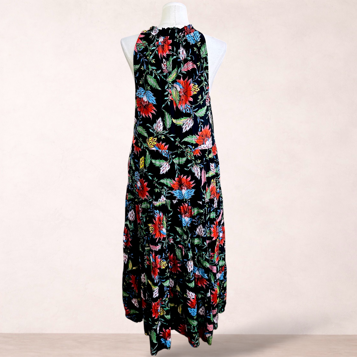 Sussan Black Floral Pocket Maxi Dress | Size 14