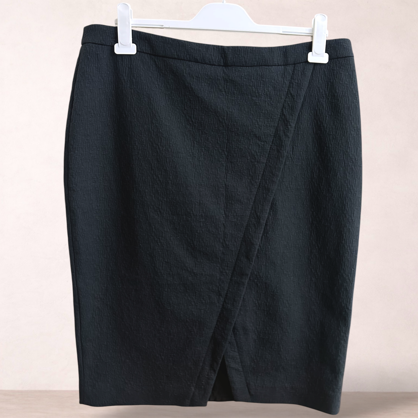 Basque Black Cotton Blend Skirt | Size 16