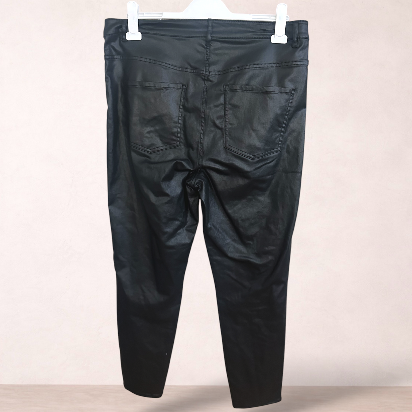 Witchery Black Wax Finish Pants | Size 16