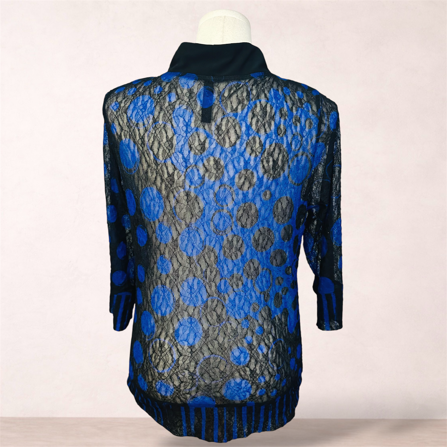 Taking Shape Black & Blue Print Mesh Cardigan | Plus Size XS/14