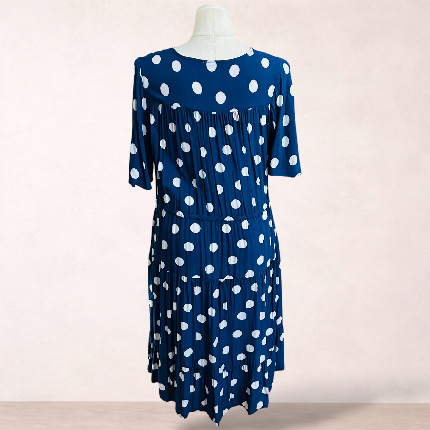 Cindy & Sami Blue Polka Dot Rayon Dress | Size 20