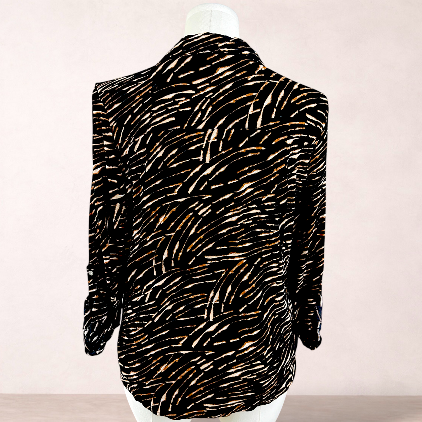 Rockmans Black Animal Print Button Blouse | Size 20