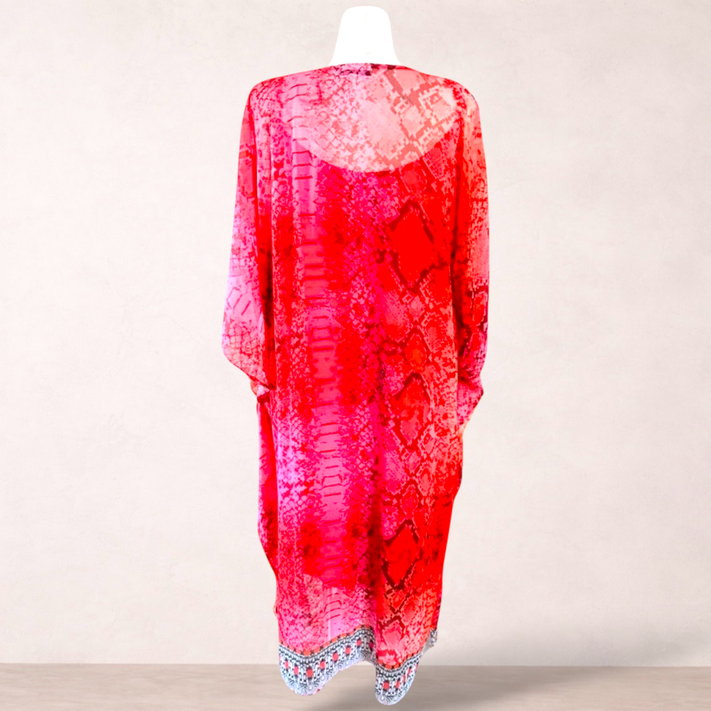 BEME Red Embellished Kaftan Maxi Dress | Size L/XL 20-22-24