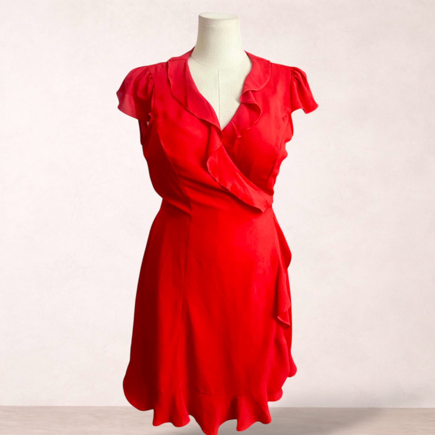 Review Red Ruffle Wrap Dress | Size 16