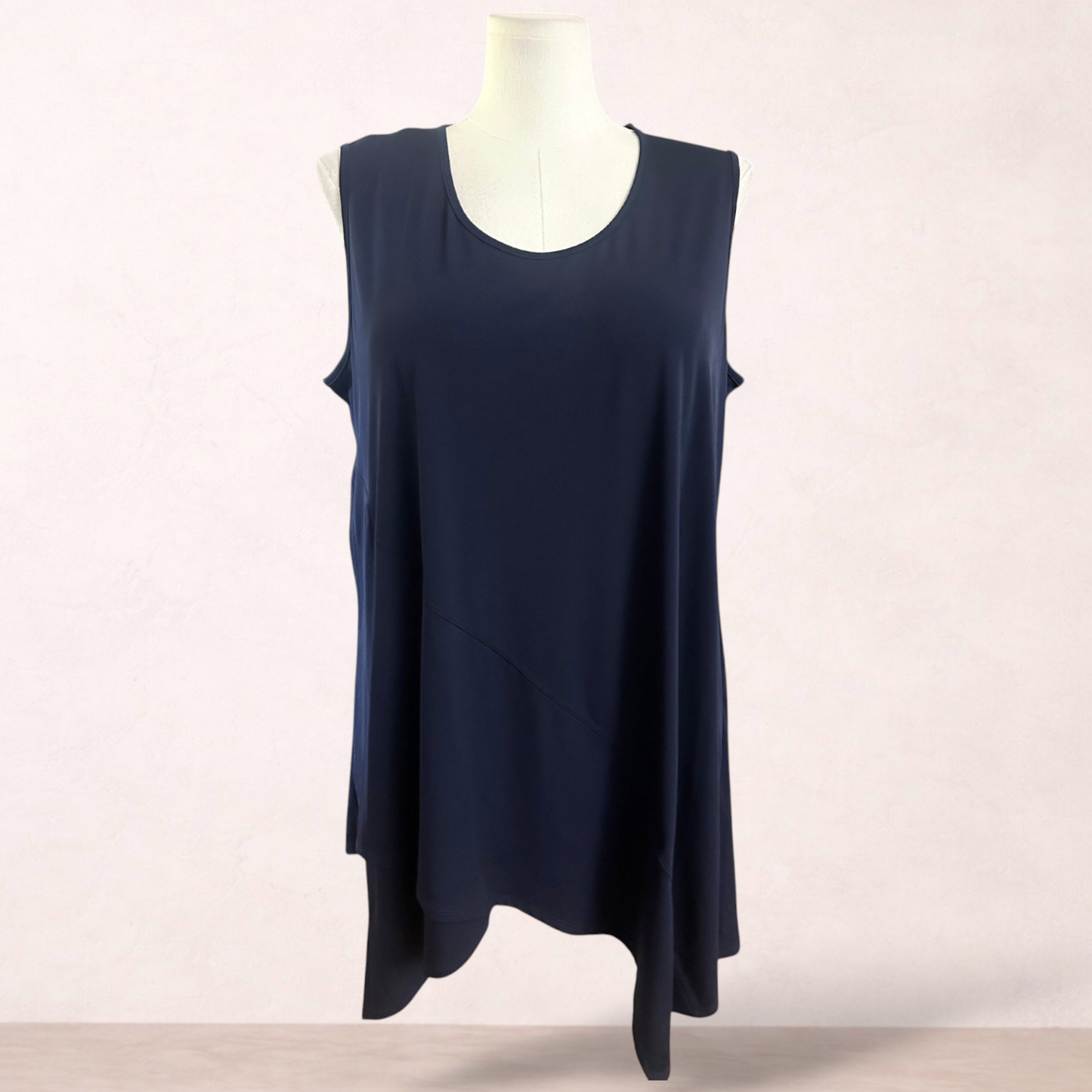 Taking Shape Navy Blue Asymmetric Tunic | Plus Size M 18/20
