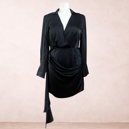 Boohoo Black Satin Dress | Size 16 | New with tags