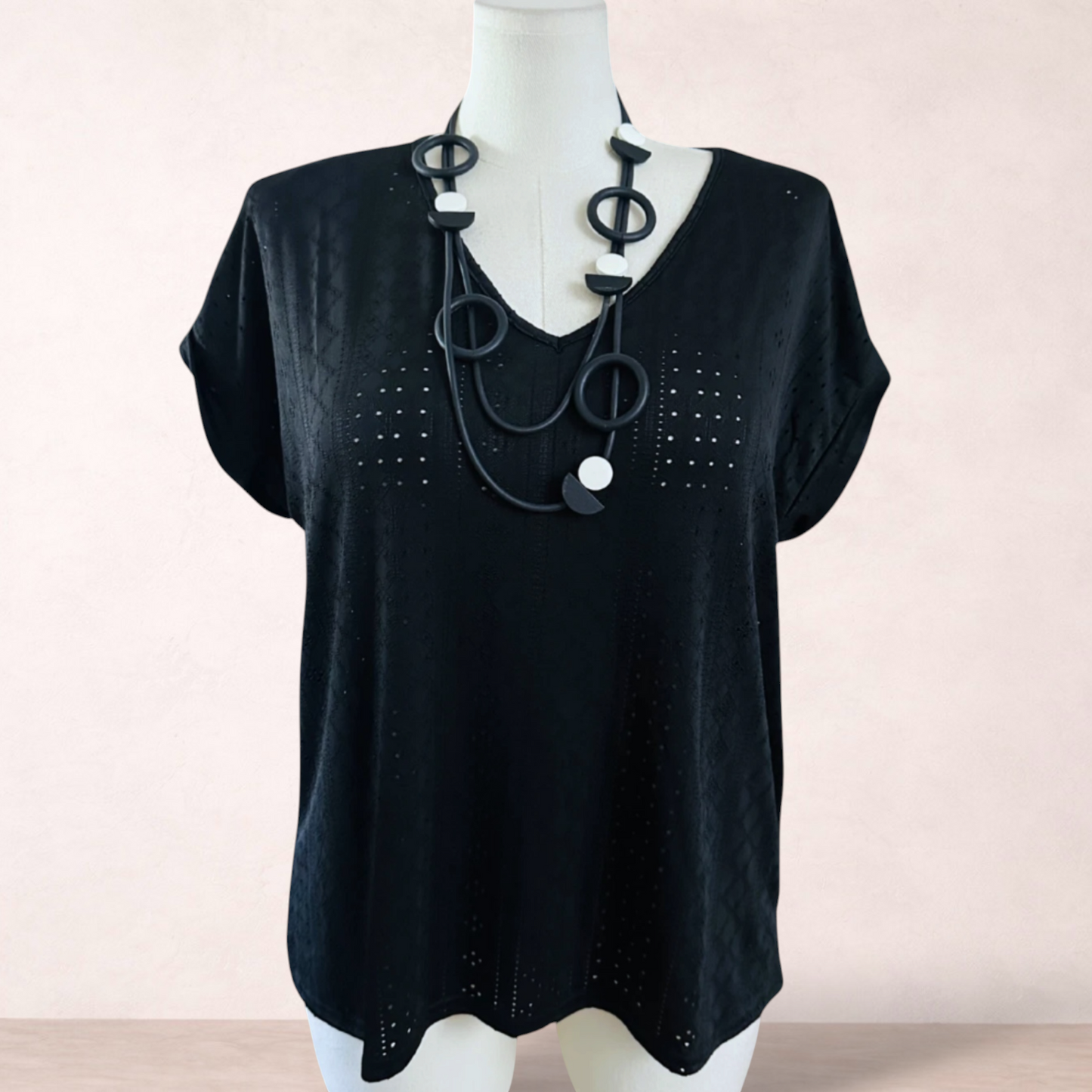 Rockmans Black Broderie Top | Size XL/16 | New with tags