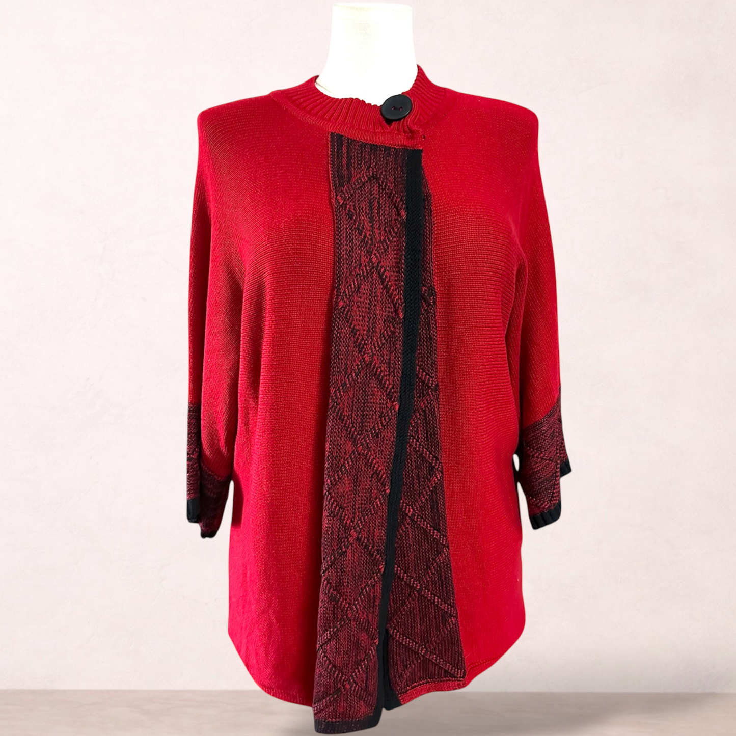 Gitane On Style Red Wool Blend Cardigan | Size L 14/16