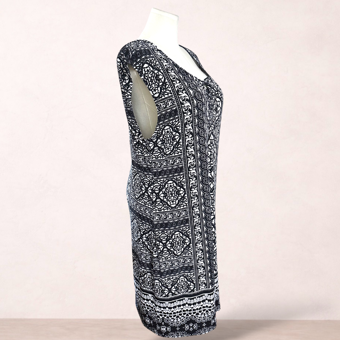 Rockmans Black White Print Dress | Size XL 16