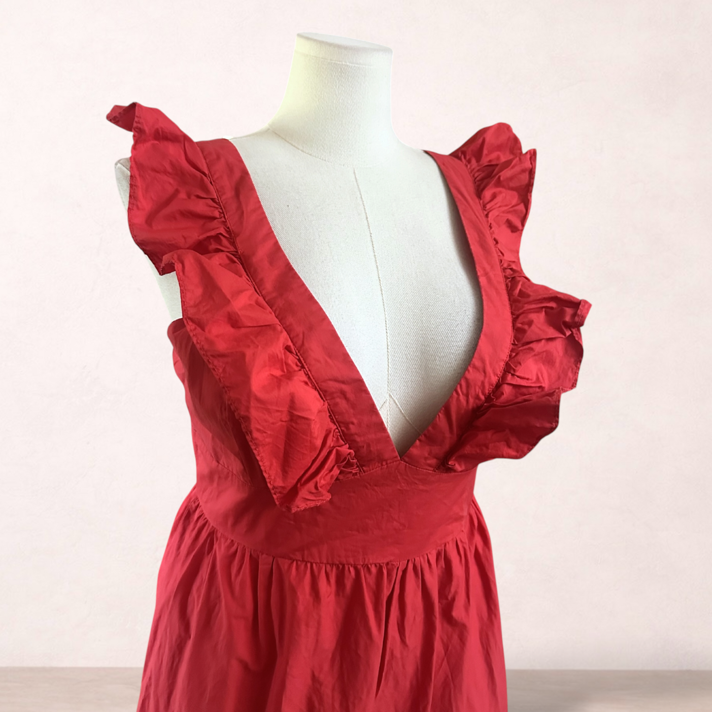 Showpo Red Ruffle Midi Dress | Size 16