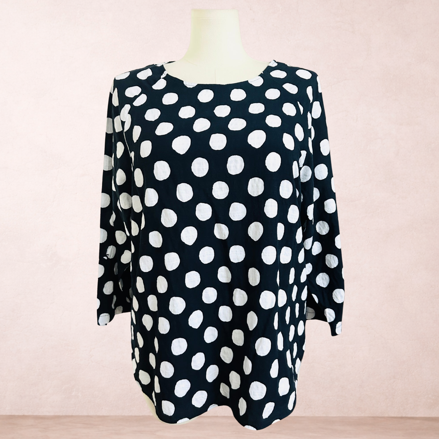 Regatta Navy Blue Cotton Blend Polka Dot Top | Size 16