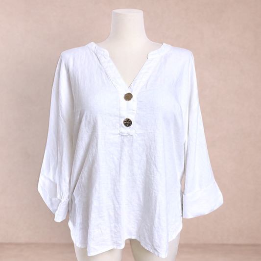 Grae Linen White Tunic Top | Size 16 | New with tags
