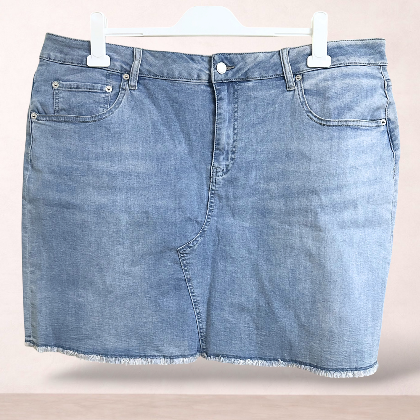 Piper Curve Denim Frayed Hem Skirt | Plus Size 22