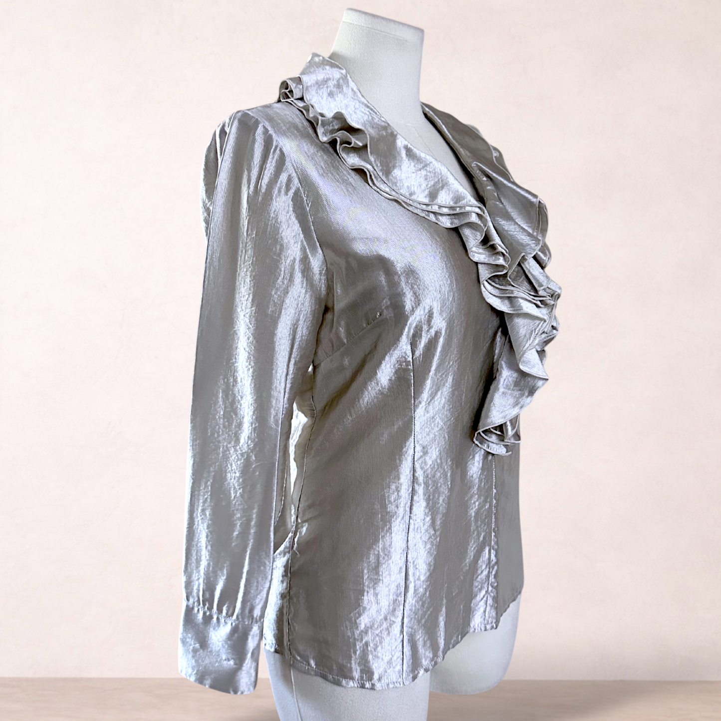 Perri Cutten Silk Look Metallic Blouse | Size 16
