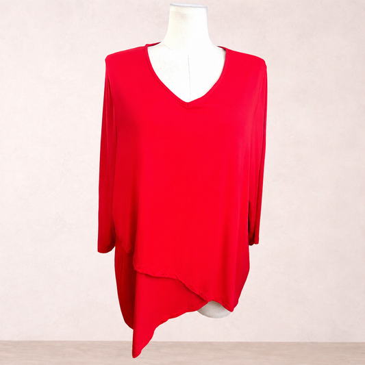 Beme Red Asymmetrical Tunic | Plus Size M 18/20