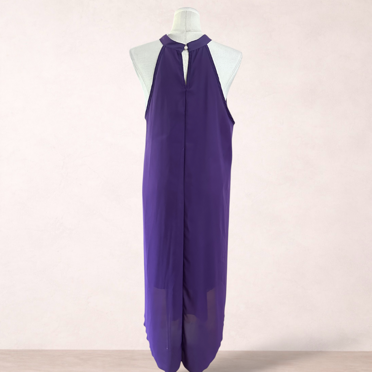 Purple Chiffon Halter Maxi Dress | Size 2XL