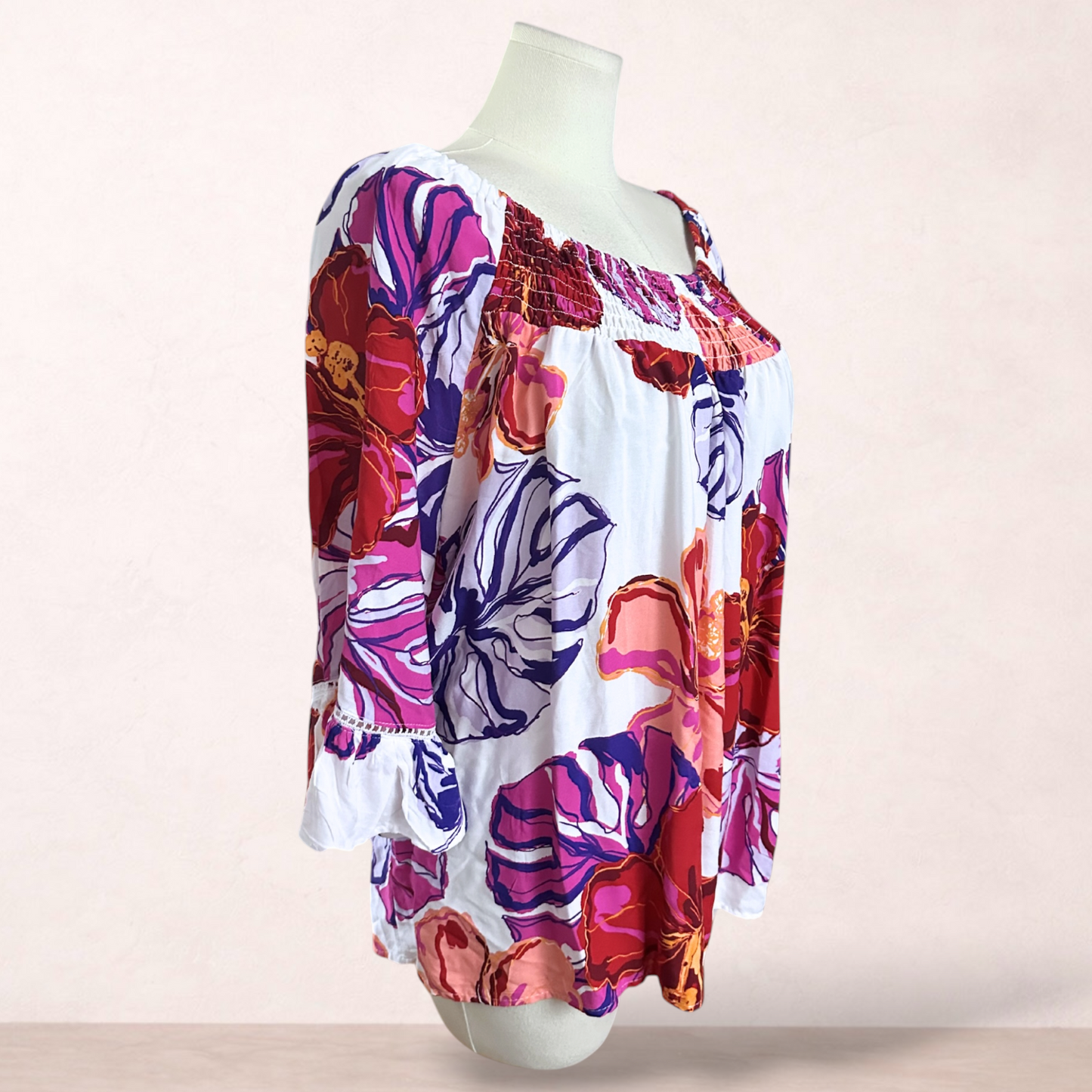 Millers Floral Boho Shirred Top | Size 18