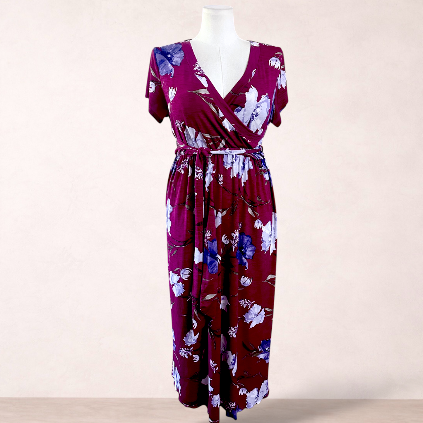Pink Blush Berry Floral Maxi Dress | Size 2XL 16