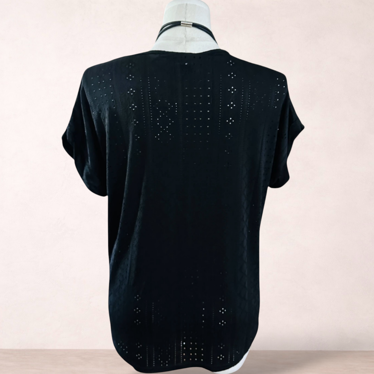 Rockmans Black Broderie Top | Size XL/16 | New with tags