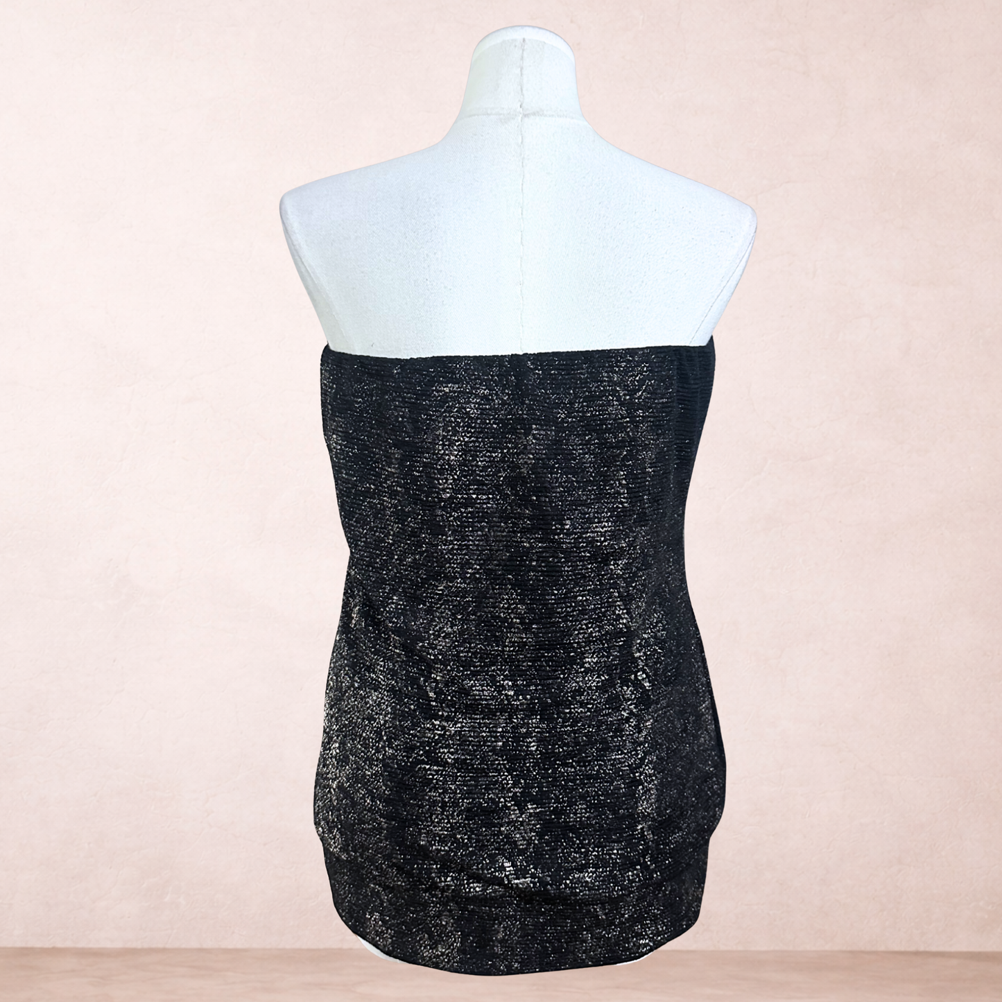 City Chic Black Gold Strapless Top | Plus Size S/16