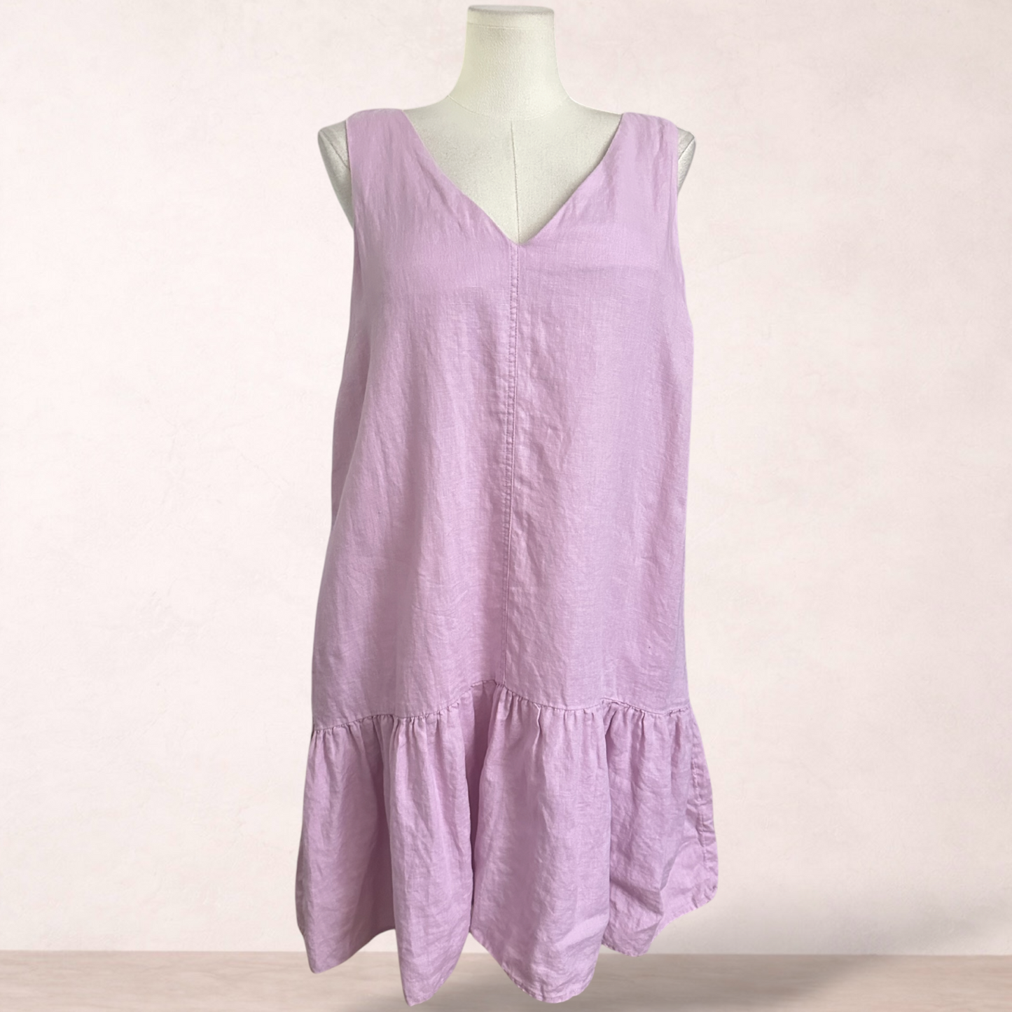 Target Pink 100% Linen Pocket Tiered Dress | Size 18