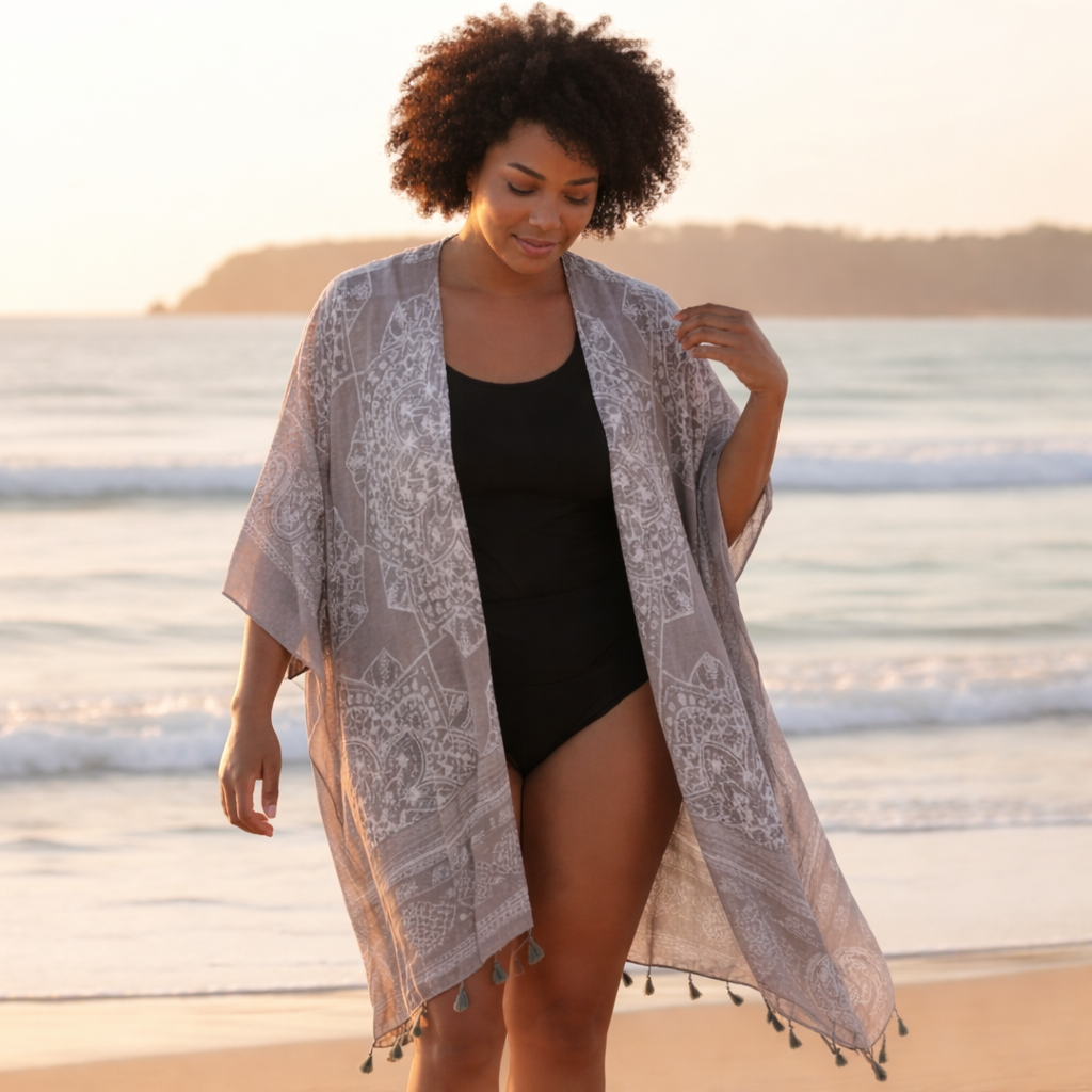 Mandala Super Soft Viscose Kimono Cover Up | Free Size 14–24