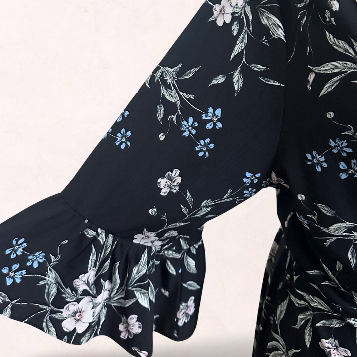 Sara Black Floral Wrap Midi Dress | Plus Size 26