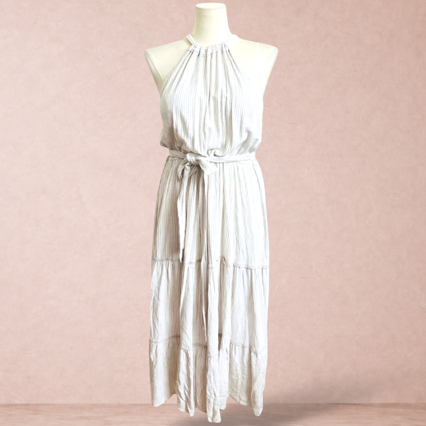 Arna York Linen Blend Stripe Maxi Dress | Plus Size 20