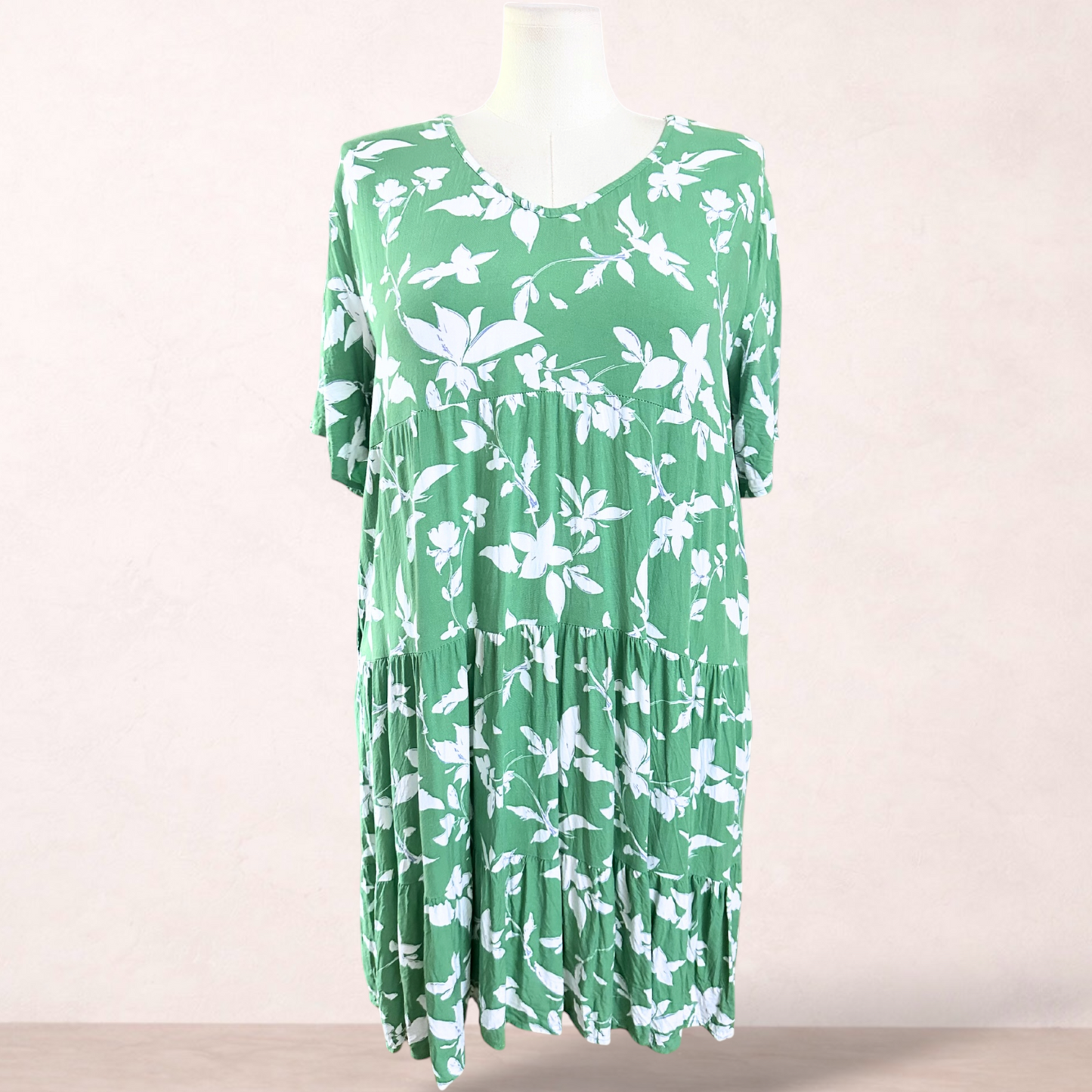 Bellini Bay Green Boho Dress | Size L/XL