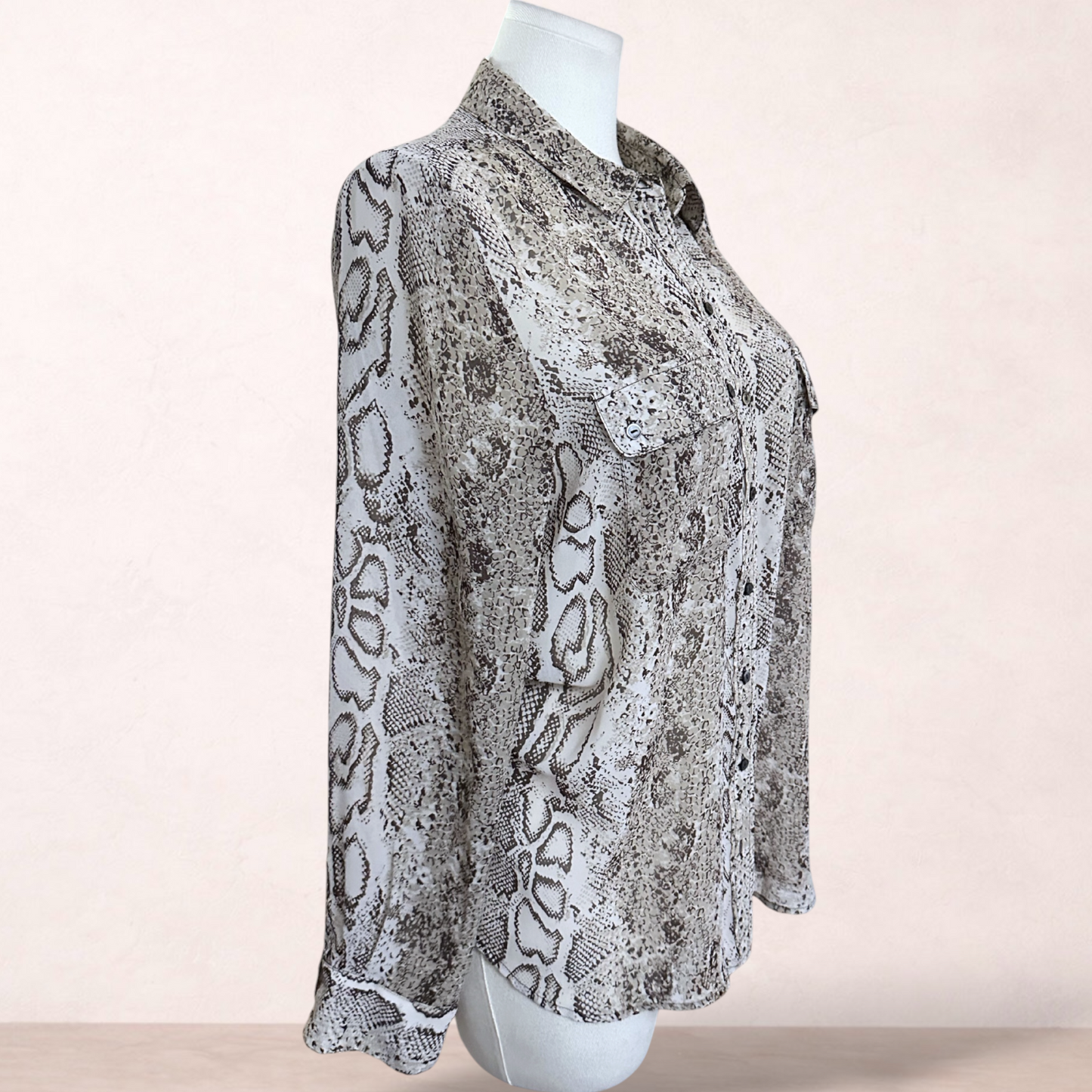 Sussan Snake Print Long Sleeve Blouse | Size 16