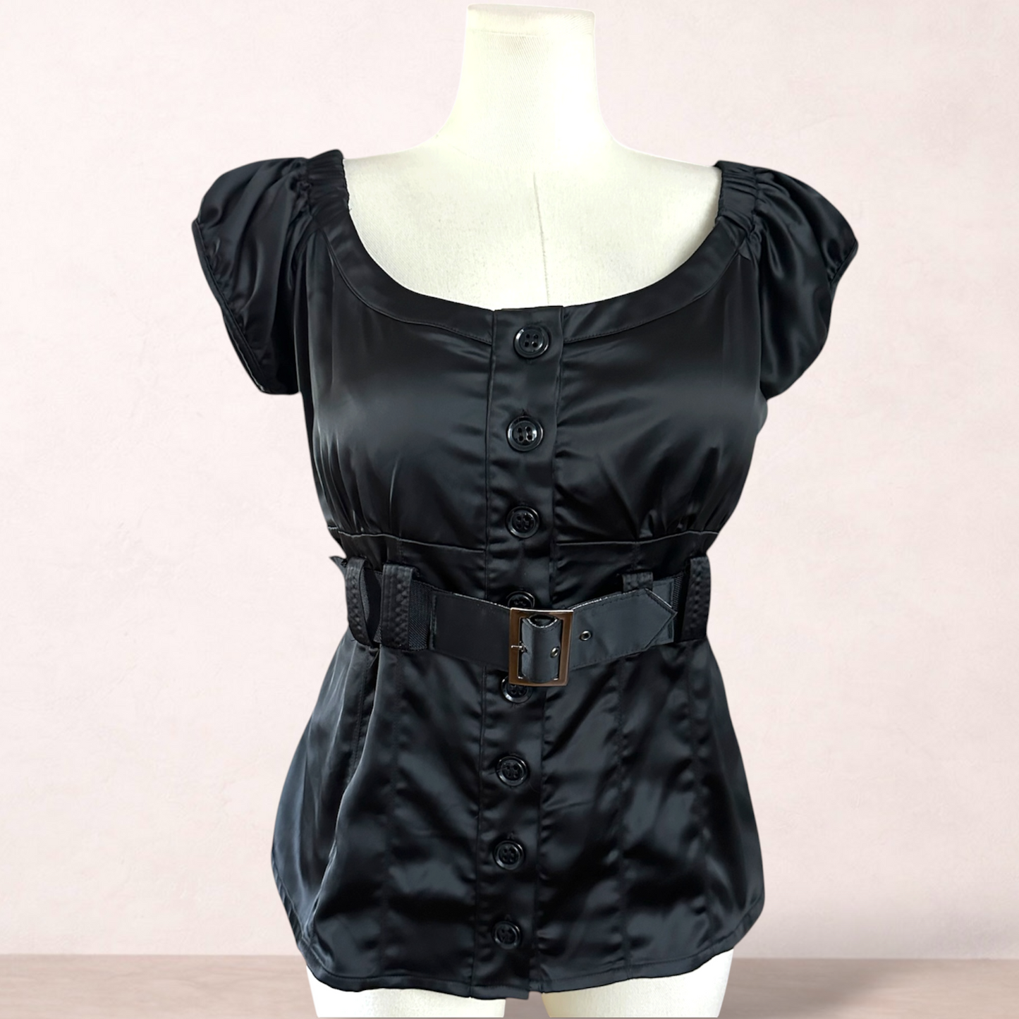 City Chic Black Belted Top | Plus Size XS 14