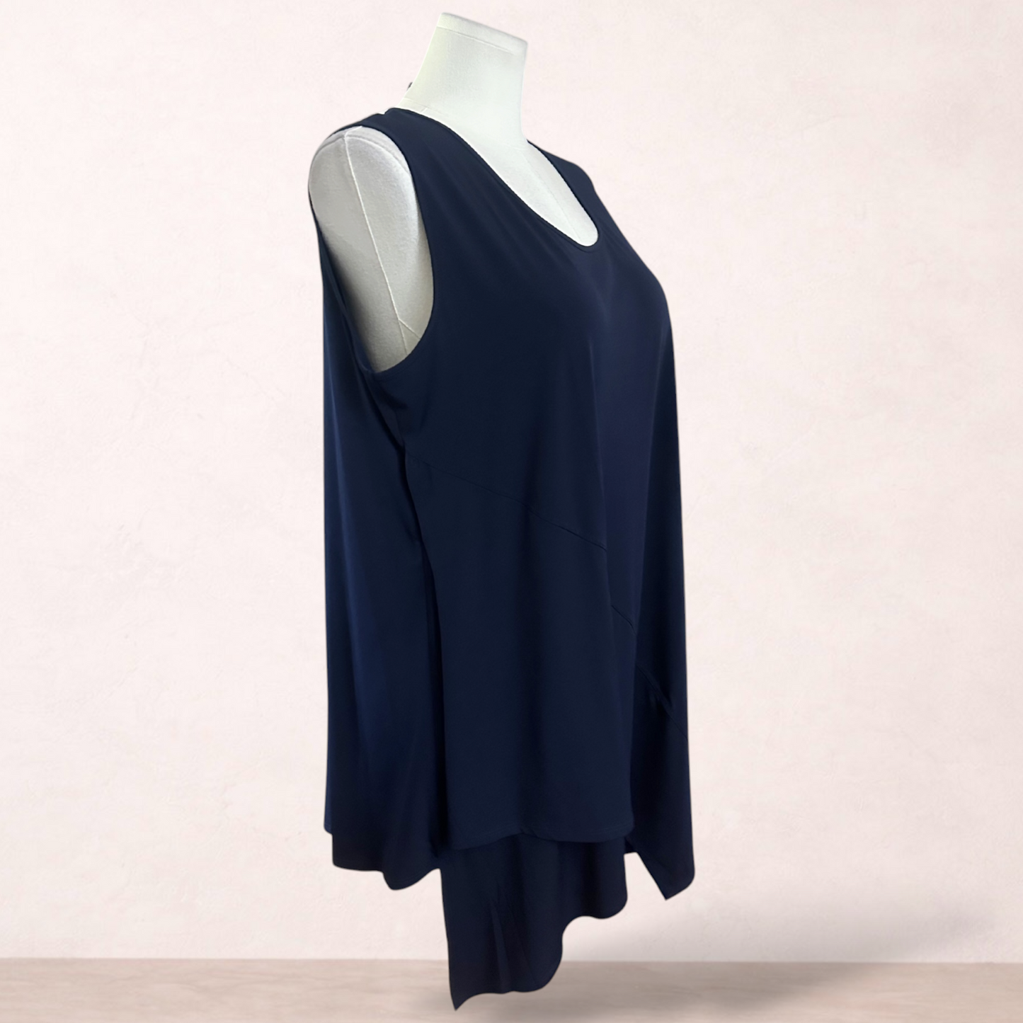 Taking Shape Navy Blue Asymmetric Tunic | Plus Size M 18/20
