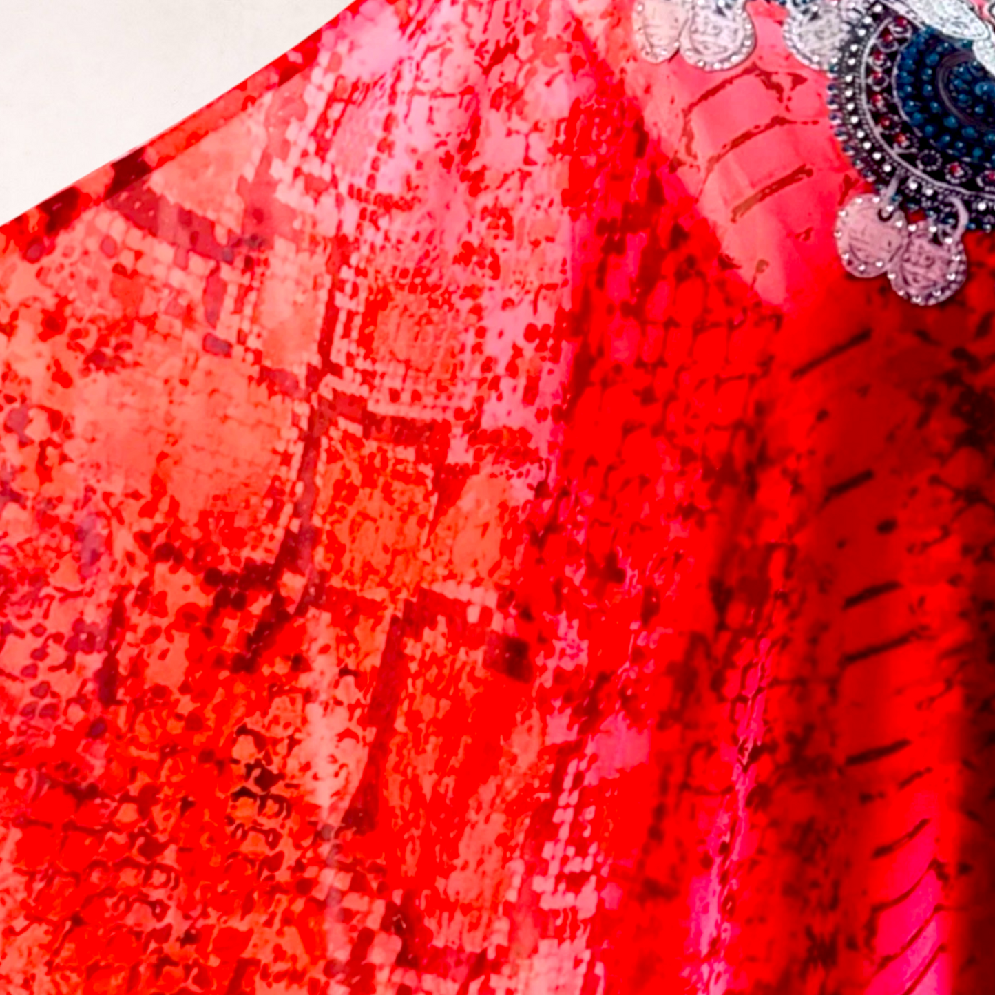 BEME Red Embellished Kaftan Maxi Dress | Size L/XL 20-22-24