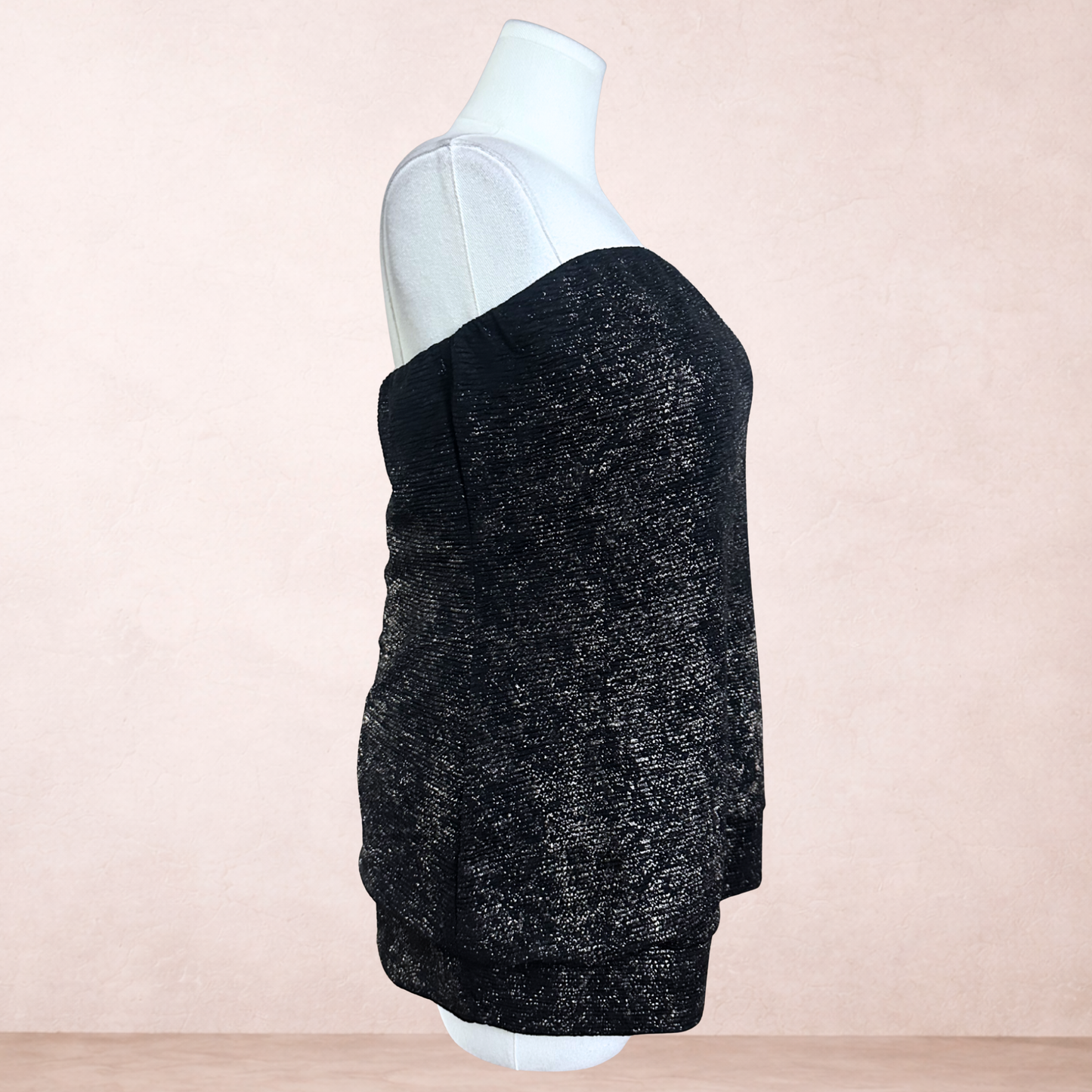 City Chic Black Gold Strapless Top | Plus Size S/16
