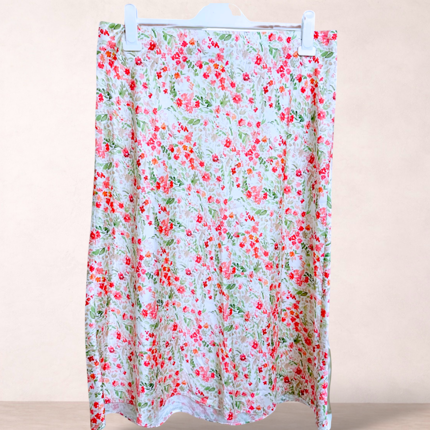 Piper Pretty Satin Floral Midi Skirt | Size 16