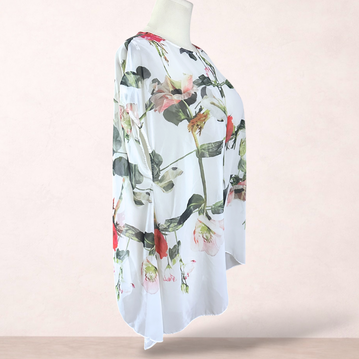 Anthea Crawford Floral Chiffon Tunic Top | Size XL/16