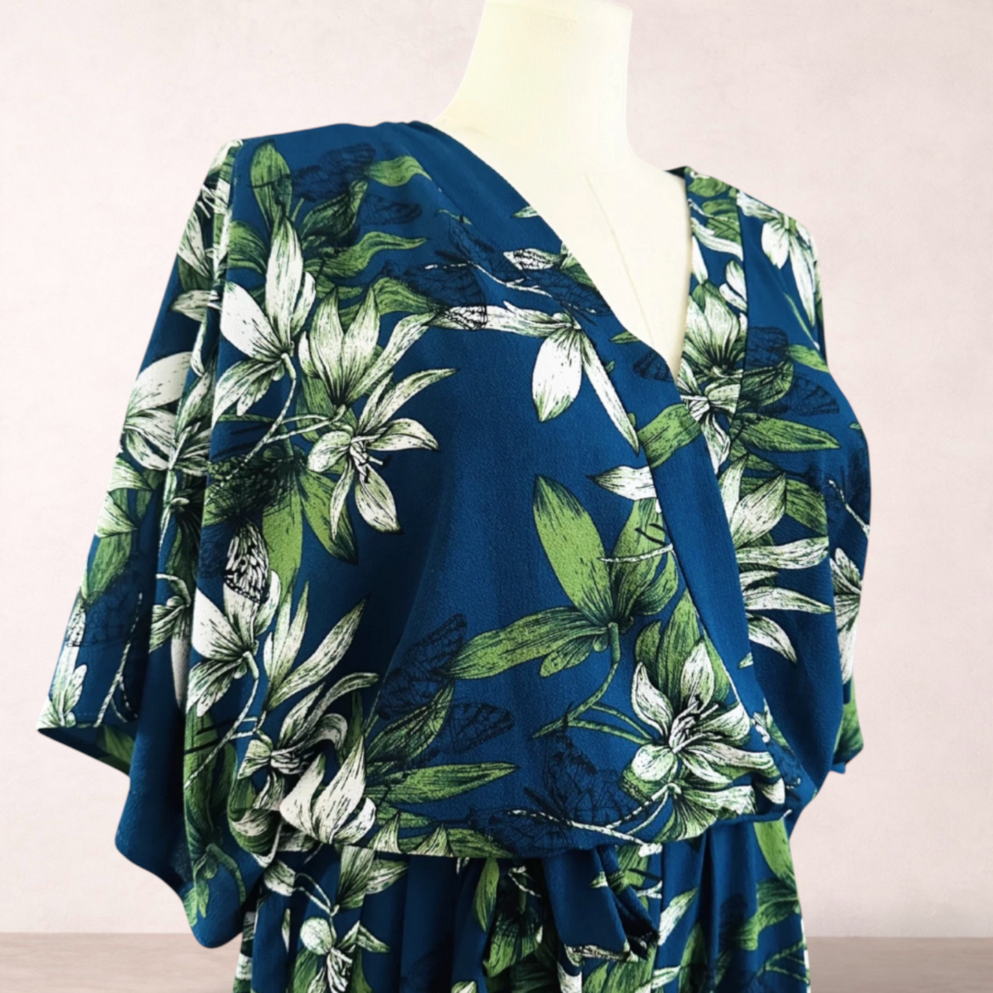 Crossroads Blue Floral Palazzo Jumpsuit | Size 20